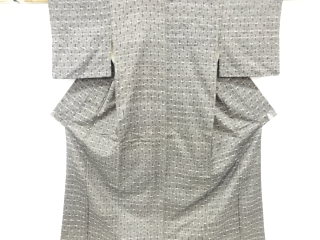 アンティーク　十字絣織り出し手織り真綿紬着物